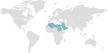 Mapa de los países miembros: GAFTA - Gran Área de Libre Comercio Árabe