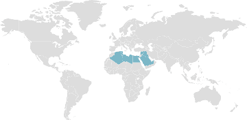Mapa de los países miembros: OAPEC - Organización de Países Árabes Exportadores de Petróleo