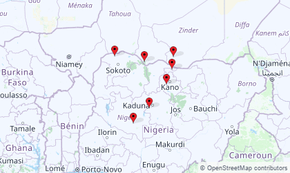Mapa de Nigeria Noroeste