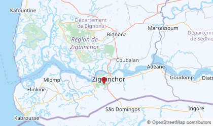Mapa de Ziguinchor