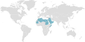 Mapa de los países miembros: Liga Árabe
