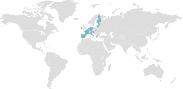 Mapa de los países miembros: UEM - Unión Monetaria Europea
