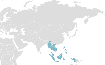 Mapa de los países miembros: ASEAN - Asociación de Naciones del Asia Sudoriental