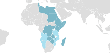 Mapa de los países miembros: COMESA - Mercado Común para África Oriental y Meridional