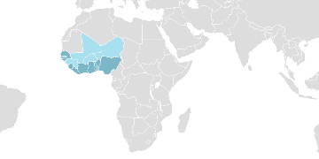 Mapa de los países miembros: CEDEAO - Comunidad Económica de los Estados de África Occidental