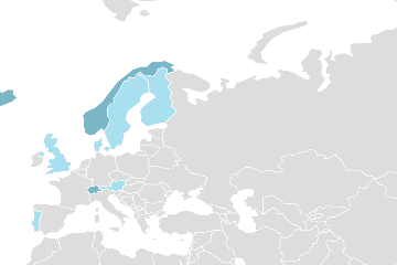 Mapa de los países miembros: EFTA - Asociación Europea de Libre Comercio