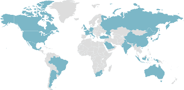 Mapa de los países miembros: G20 - Grupo de los Veinte