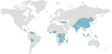 Mapa de los países miembros: G33 - Foro para países en desarrollo