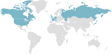 Mapa de los países miembros: G8 - Grupo de los Ocho