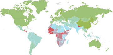 Distribución de IQ en el mapa mundial