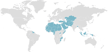 Mapa de los países miembros: OCI - Organización para la Cooperación Islámica
