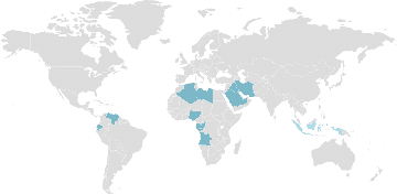 Mapa de los países miembros: OPEP - Organización de Países Exportadores de Petróleo
