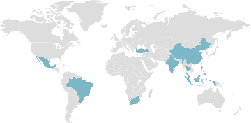 mapa del mundo Países recientemente industrializados