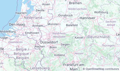 Mapa de Renania del Norte-Westfalia