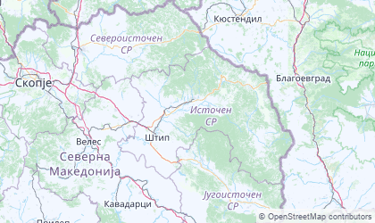 Mapa de Macedonia del Norte Este
