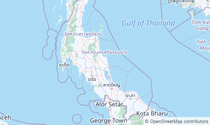 Mapa de Tailandia del Sur